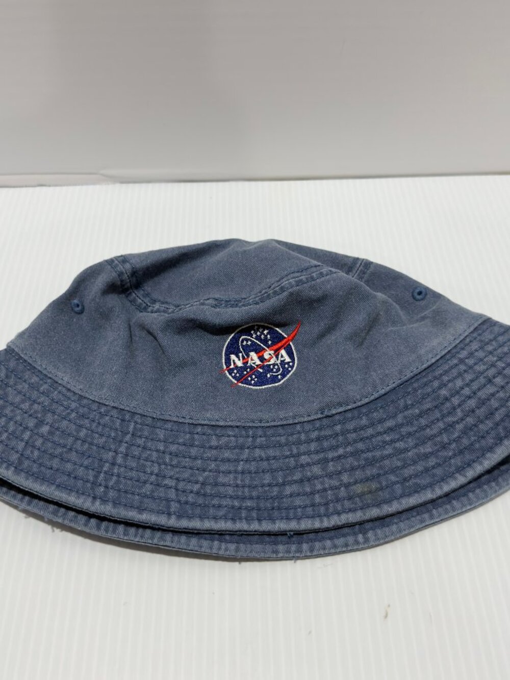 NASA Space Bucket Hat Blue Washed Cotton Fahrenheit 585 Unisex Sun Hat Size SM